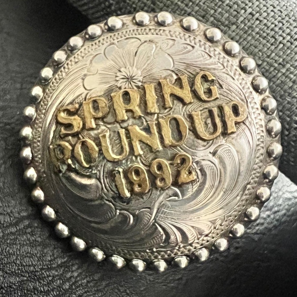 Vintage Wage Sterling Overlay Spring Roundup 1992 Belt Buckle 1.75in Westerncore